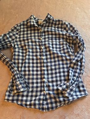 J. Crew Navy and White Check The Perfect Shirt